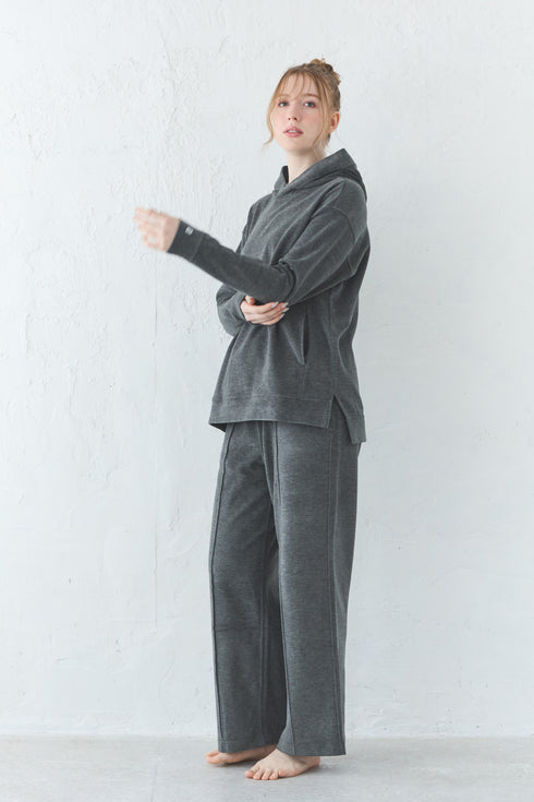 nemcaro ふっくら起毛ワイドストレートパンツ